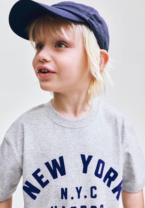 H&M - Appliqued T-shirt - light grey marl/new york