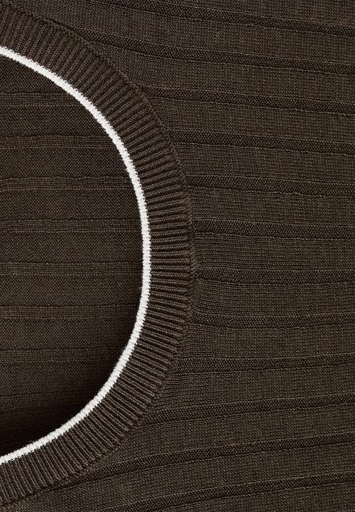 MANGO - Orion Ribbed linen lyocell blend T-shirt - Brown