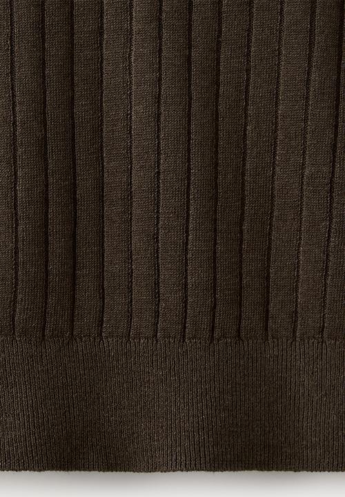 MANGO - Orion Ribbed linen lyocell blend T-shirt - Brown