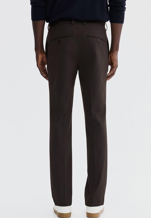 H&M - Slim fit tailored trousers - dark brown