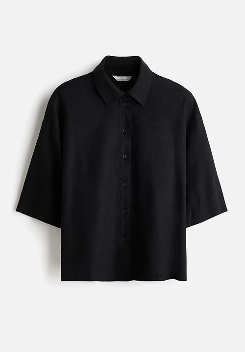 H&M - Oversized linen-blend shirt - black