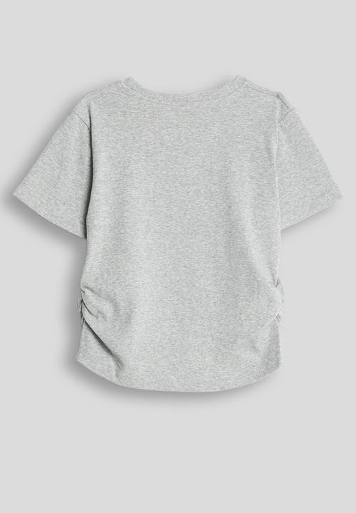 Pop Candy - Side ruched tee - grey 