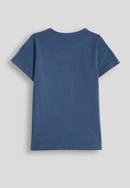 Pop Candy - Slogan crew neck tee - blue/dinosaur