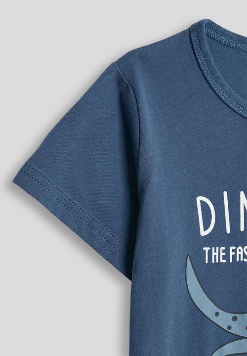Pop Candy - Slogan crew neck tee - blue/dinosaur