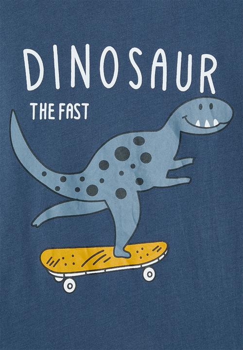 Pop Candy - Slogan crew neck tee - blue/dinosaur