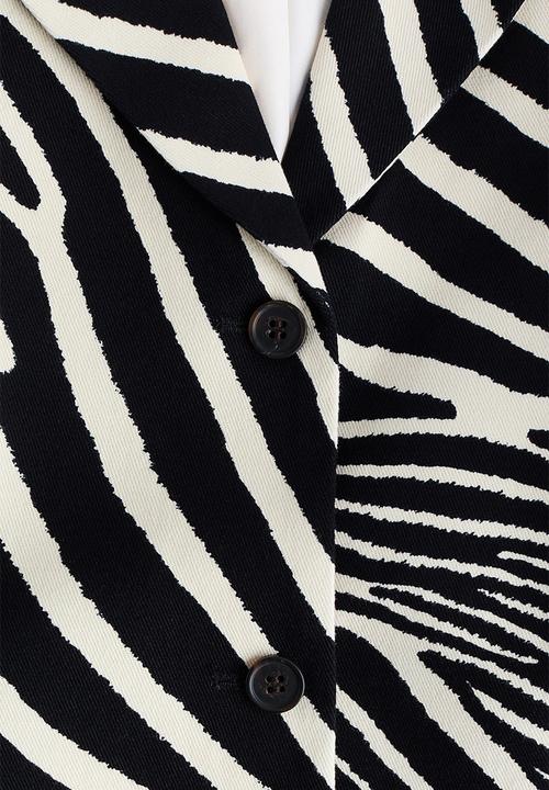 H&M - Single-breasted twill blazer - white/zebra print