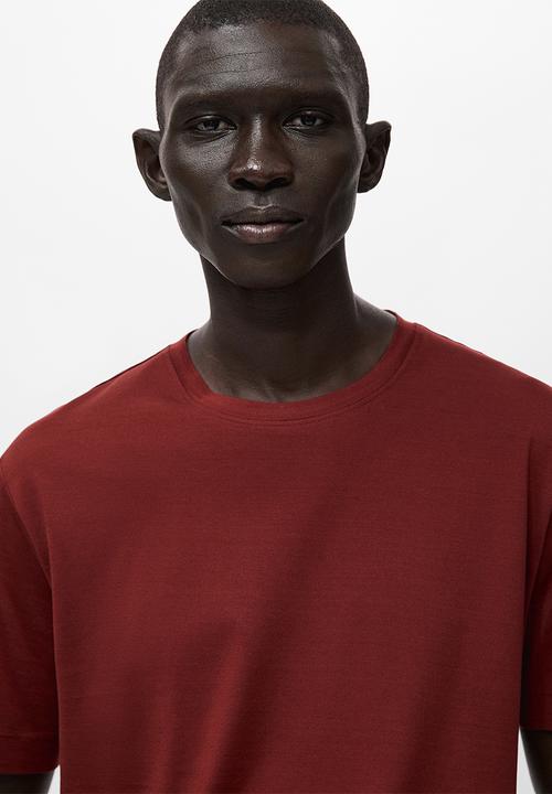MANGO - T-Shirt Bellow - Dark Red