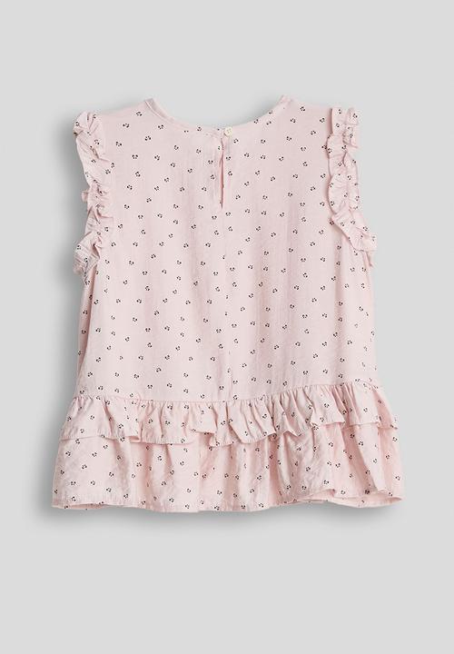 Pop Candy - Sleevelss ruffled blouse - dusty pink