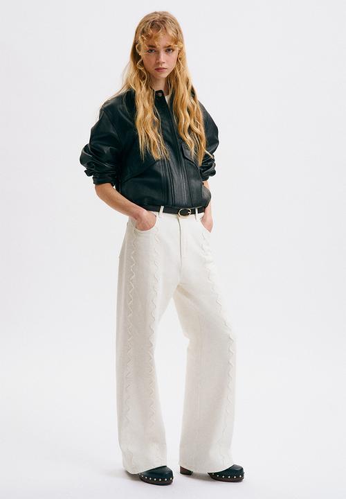 H&M - Flared regular waist jeans - cream