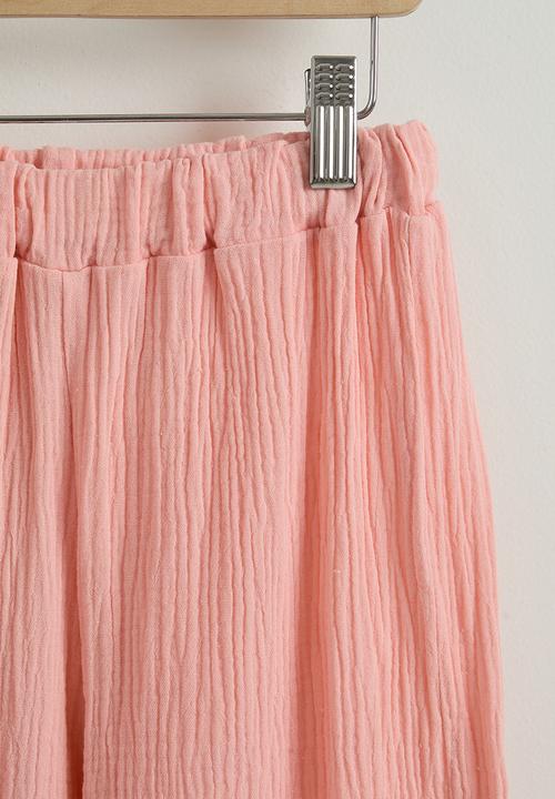 Pop Candy - Shirred top with wide leg pants - pink