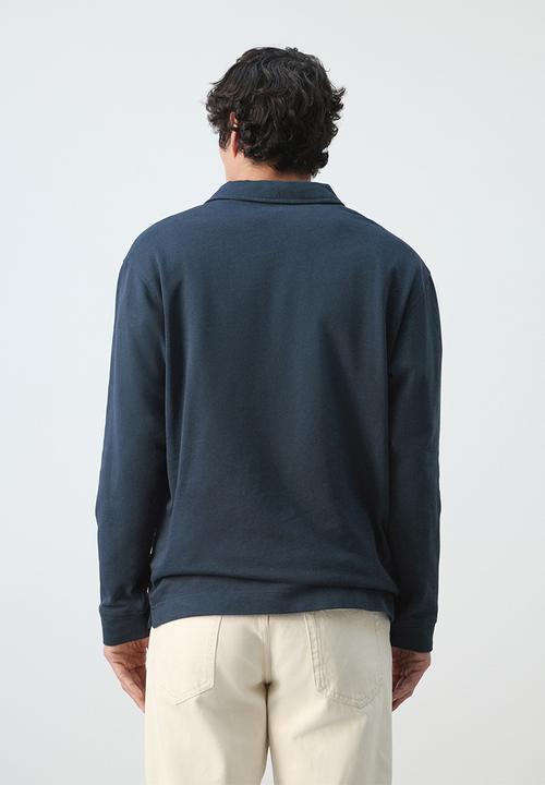 MANGO - Legacyp 100% Cotton Polo Shirt with Graphic Embroider - Navy