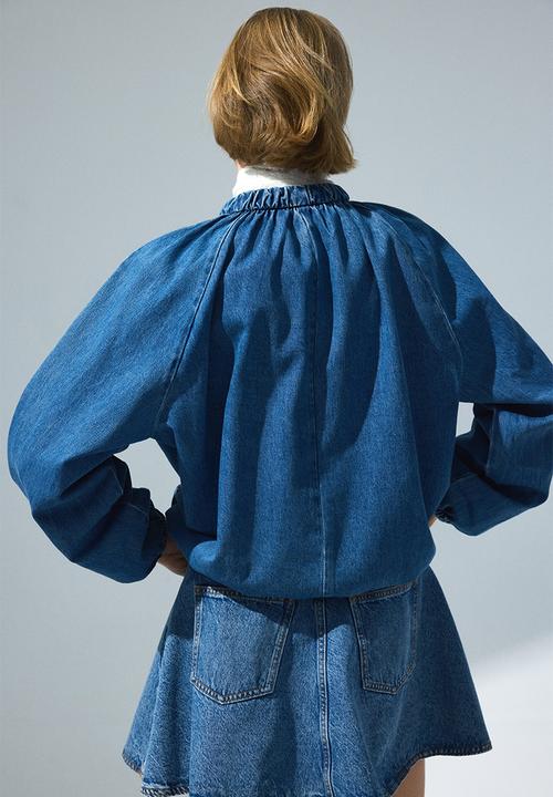 H&M - Gathered bomber jacket - denim blue