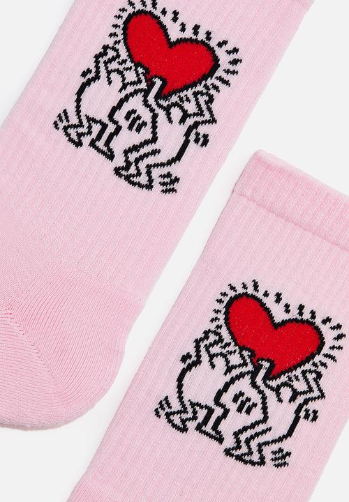 H&M - Motif-detail socks - pink/keith haring