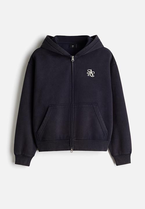H&M - Loose fit zip-through hoodie - navy blue/asc