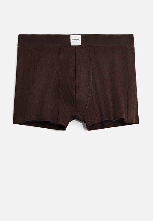 H&M - 3 Pack ribbed short trunks - dark brown/beige