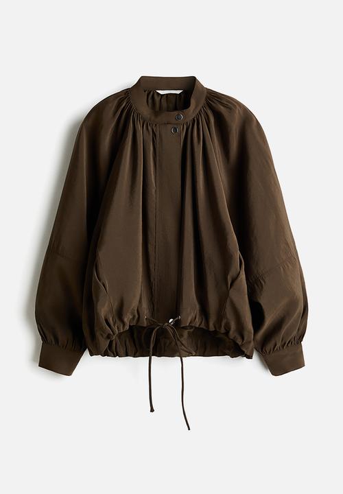 H&M - Balloon-sleeved modal jacket - dark khaki green