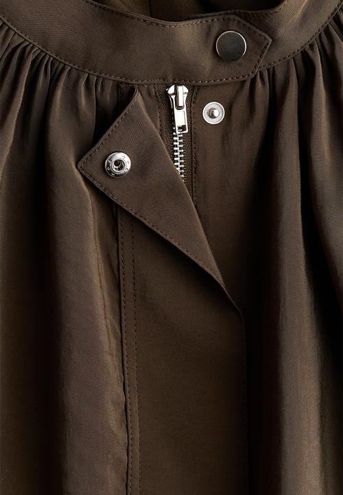 H&M - Balloon-sleeved modal jacket - dark khaki green