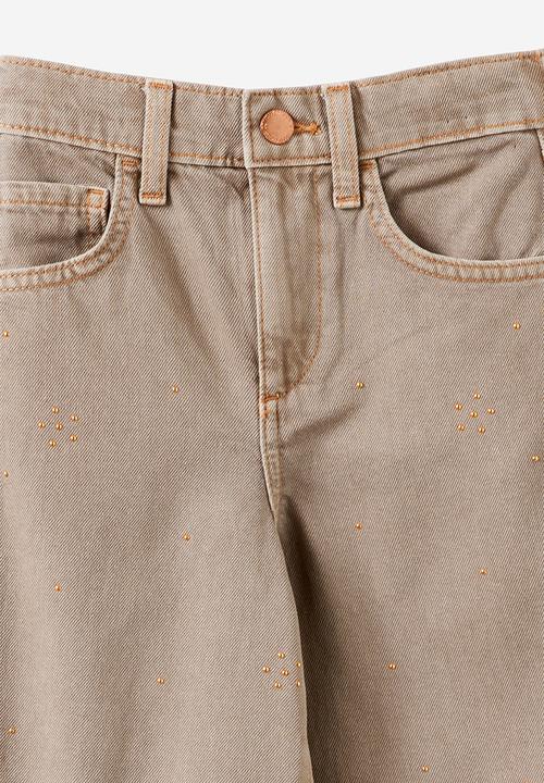Cotton On - Unisex Super Barrel Leg Denim Jean - Light Manly Mid Grey/Flower Studs