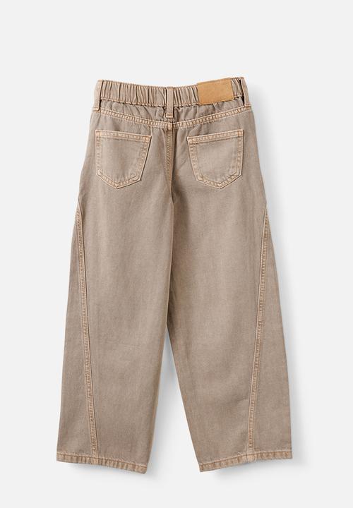 Cotton On - Unisex Super Barrel Leg Denim Jean - Light Manly Mid Grey/Flower Studs
