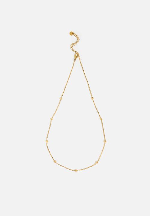 Zoe on Trend - Funky Bead-Station Necklace - Gold