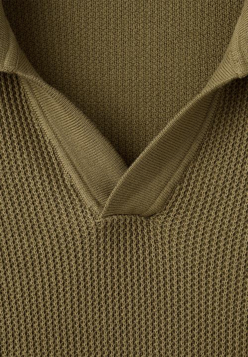 MANGO - Salas 100% cotton knitted polo structure - Beige/Khaki