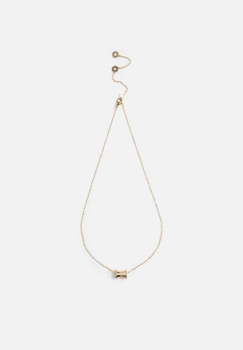 Zoe on Trend - Modern Barrel Pendant Necklace - Gold