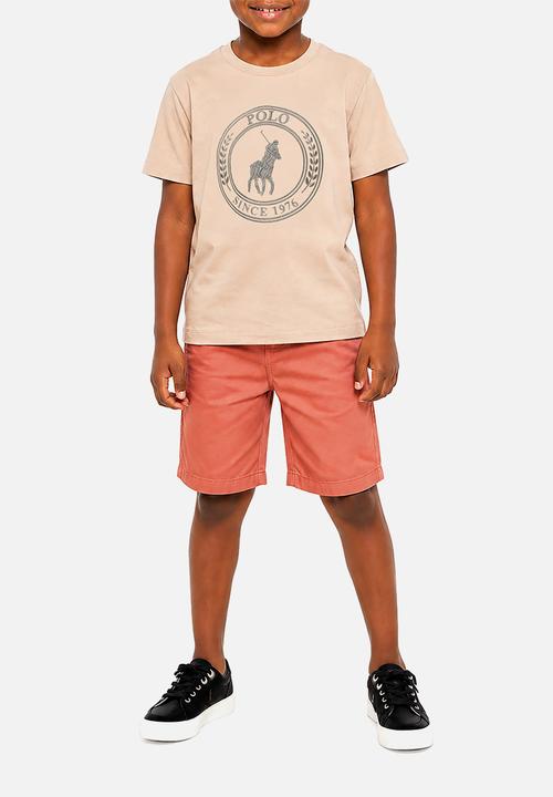 POLO - Boys Logan Crested Ss Tee - Mushroom