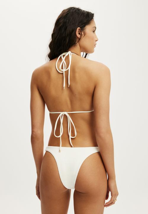 Cotton On - String Triangle Bikini Top - Coconut Milk Waffle