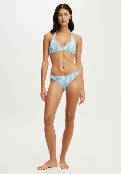 Cotton On - Full Bikini Bottom - Clear Sea Blue Texture Stripe