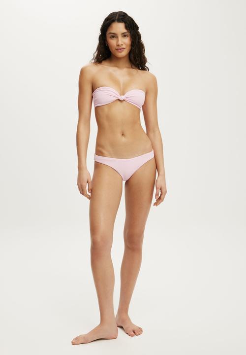 Cotton On - Hipster Brazilian Bikini Bottom - Pink Petal Waffle