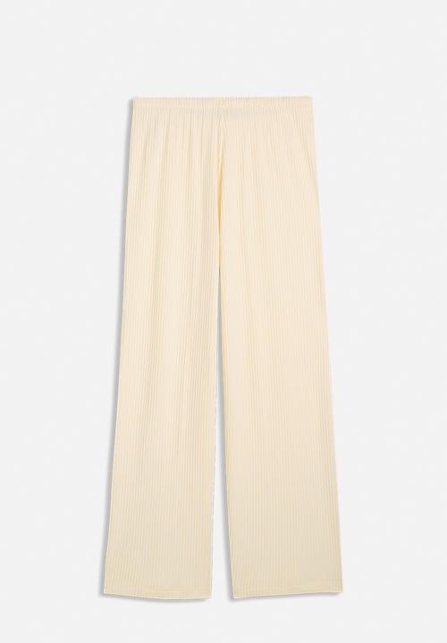 PUMA - Ess Ribbed Wide Leg Soft Touch Pants Op - Buttercream Heather