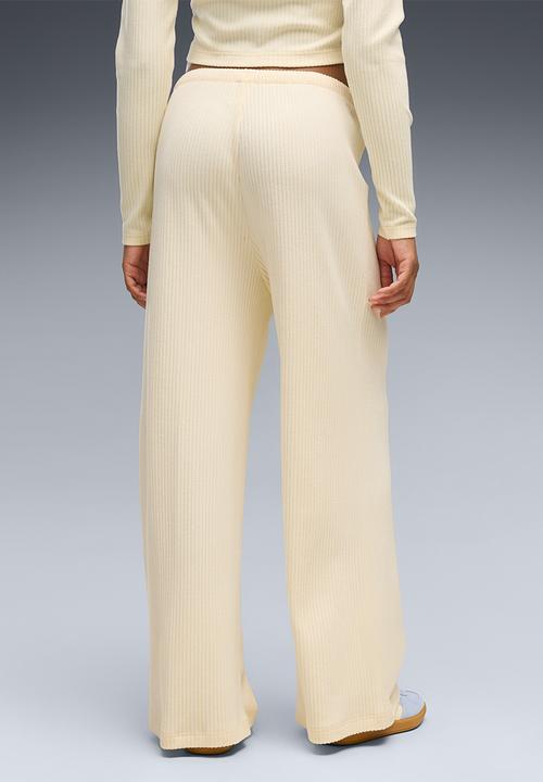PUMA - Ess Ribbed Wide Leg Soft Touch Pants Op - Buttercream Heather