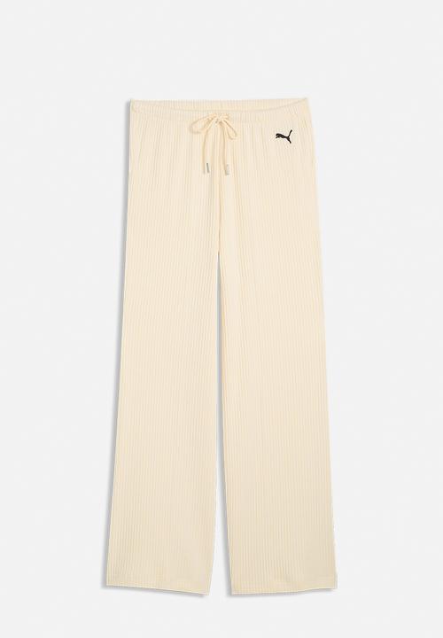 PUMA - Ess Ribbed Wide Leg Soft Touch Pants Op - Buttercream Heather