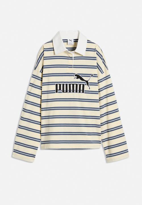 PUMA - Ess Elevated No. 1 Logo Oversized Striped Rugby Polo - Buttercream-Striped