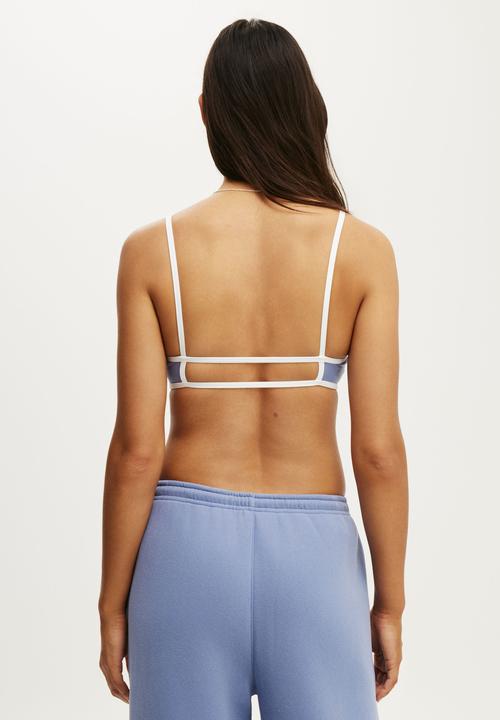 Cotton On - Ultra Soft Double Strap Back Crop - Blue Ice/White