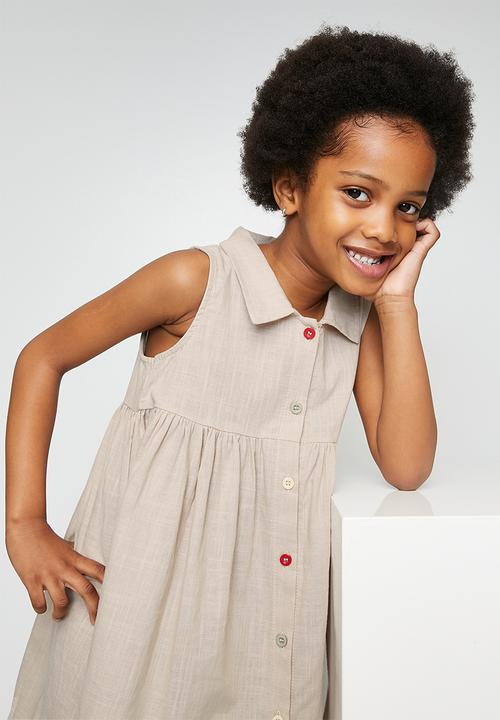 Pop Candy - Multicoloured button a-line shirt dress - bone