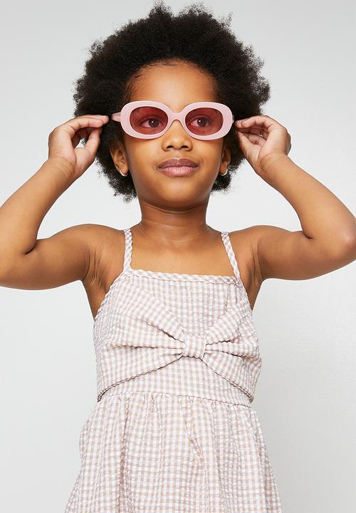 Pop Candy - Gingham spaghetti strap ruffle hem dress - beige