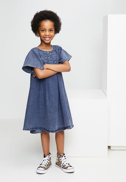Pop Candy - Pintuck bodice denim dress - navy