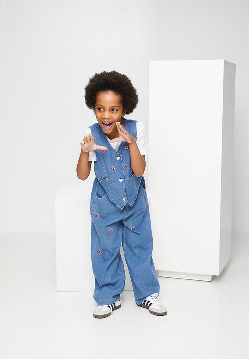 Pop Candy - Cherry aop denim vest & jeans - blue