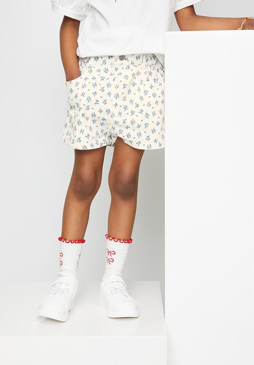 Pop Candy - Floral denim shorts - off white