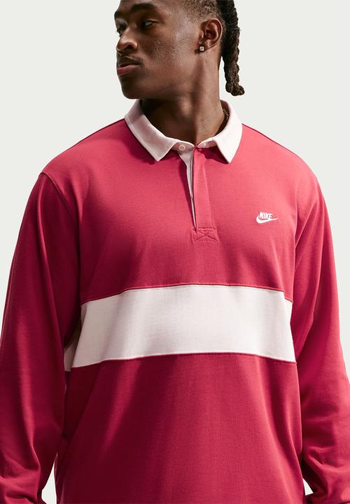 Nike - Club  Long-Sleeve Rugby Top - Tough Red/Phantom/Phantom