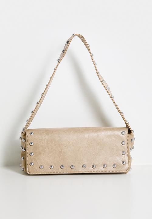 Tessa Design - Zosia Studded Flap Shoulder Bag - Beige