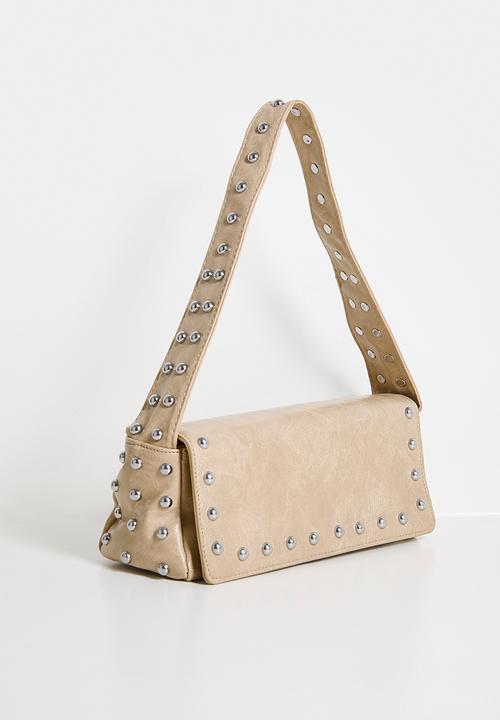 Tessa Design - Zosia Studded Flap Shoulder Bag - Beige