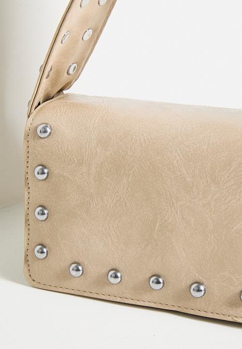 Tessa Design - Zosia Studded Flap Shoulder Bag - Beige