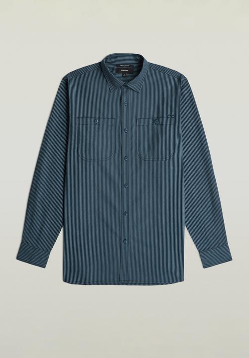 G-STAR - Double Pinstripe Regular Shirt L\S - Vintage Navy Double Pinstripe