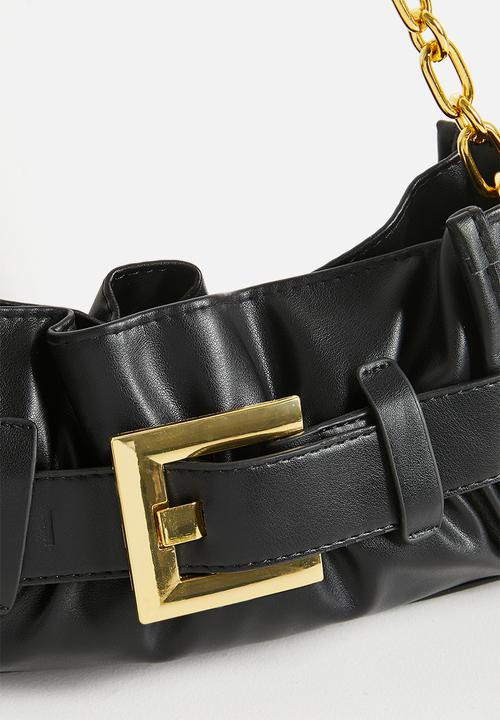 Tessa Design - Geneva-Rae Buckle Detail Tote With Gold Hardware - Black