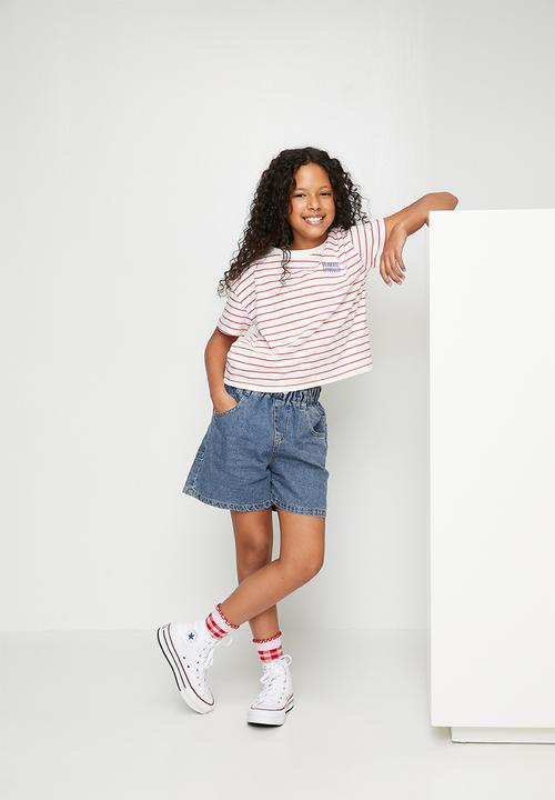 Pop Candy - Flared denim shorts - blue