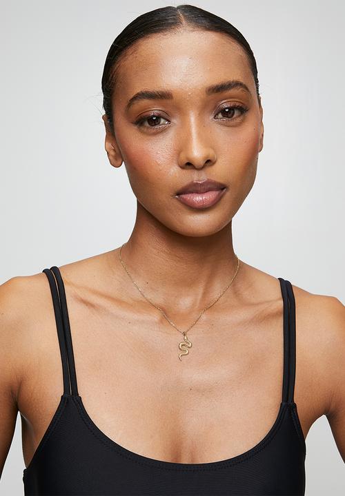 Zoe on Trend - Modern Design Snake Necklace - Gold
