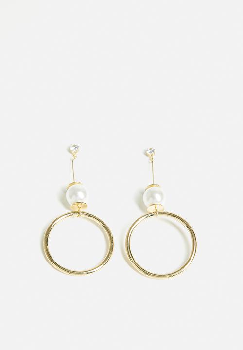 Tessa Design - Vega Circle Pearl Drop Earrings - Gold