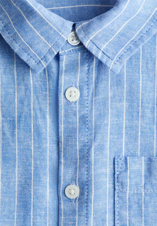 H&M - Linen-blend shirt - light blue/striped